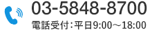 03-5848-8700(電話受付:平日9:00~18:00)